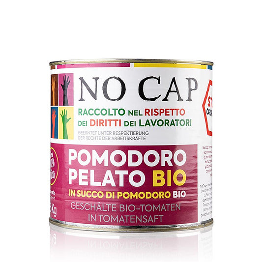 Organic 25 kg peeled tomatoes without added preservatives, in a can