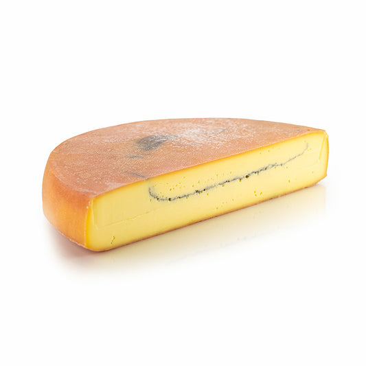 Large, 35kg Morbier AOP cheese with a semi-soft, semi-hard texture, on special offer until September 13, 2024