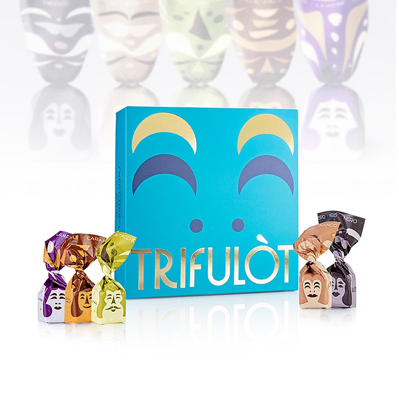 Assortiment van Tartuflanghe truffelpralines in geschenkverpakking, 5 smaken, 260g