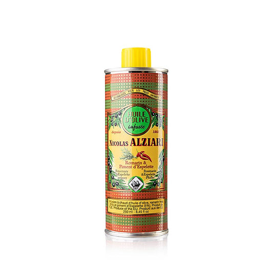Extra vierge olijfolie Alziari Prestige, met rozemarijn en piment d'Espelette, 200 ml