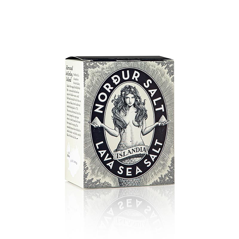 NORDUR IJslandse zoutvlokken, LAVA (zwart zout met houtskool), decorzout, 100 g