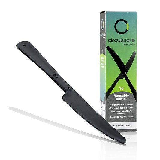 Haval Circulware herbruikbaar mes, 19 cm, zwart, extra stevig, PP-MF, 10 st