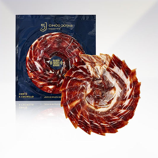 Cinco Jotas - 100% eikelgevoerde Ibérico-ham, met de hand gesneden, 80 g
