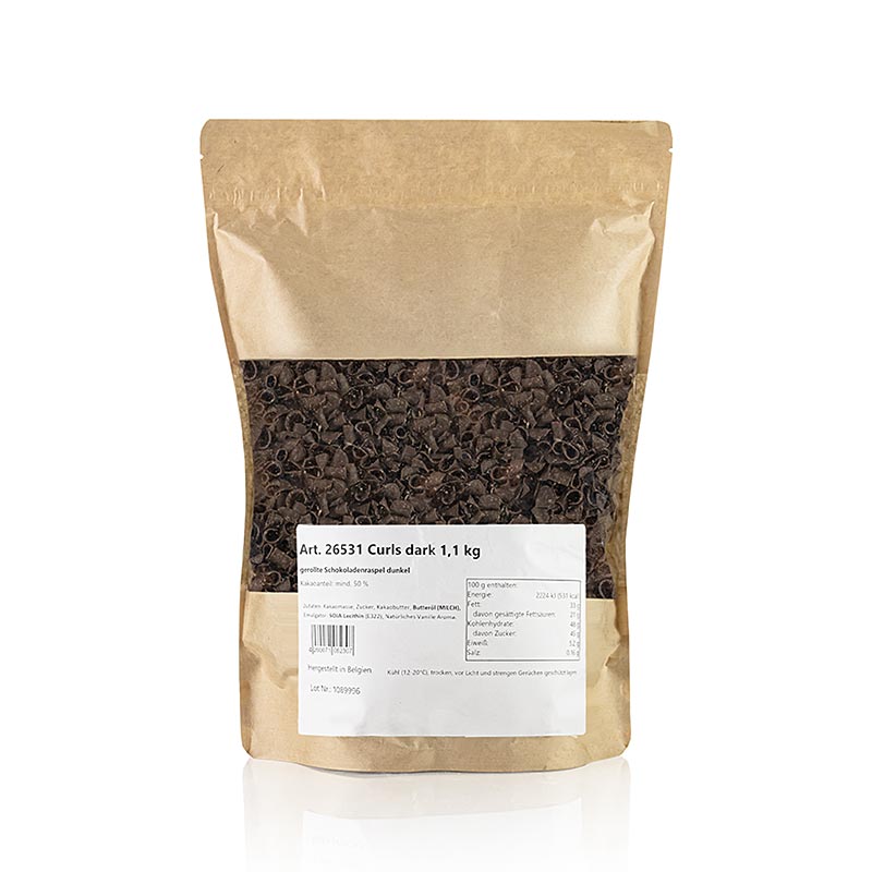 Chocoladegarnituurkrullen Bloesem Puur (Curls Dark), 1,1 kg