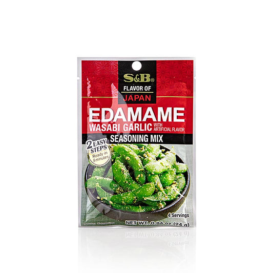 Edamame Seasoning "Wasabi Garlic", kruidenmix voor edamamebonen, S&B, 24 g