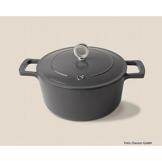 Olavson gietijzeren braadpan grijs, met deksel, geëmailleerd, 24 cm, voor alle soorten fornuizen, 1 stuk