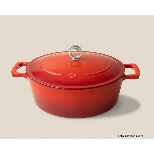 Olavson braadpan rood, met deksel, ovaal, geëmailleerd, 31 cm, geschikt voor alle soorten fornuizen, 1 stuk