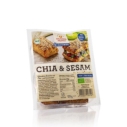 Chia & sesambroodjes, glutenvrij, lactosevrij, Hammermühle, BIO, 120 g, 2 x 60 g
