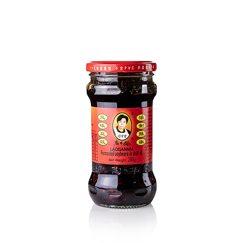 Chili-olie met gefermenteerde sojabonen, Lao Gan Ma, 280 g
