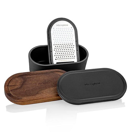 Microplane handrasp grof, met bakje "antraciet + walnoot" (34700), 1 stuk