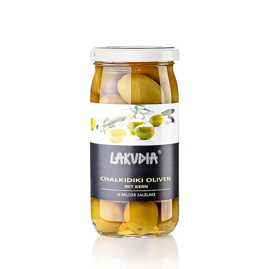 Groene olijven "Chalkidiki", met pit, Lakudia, 355 g