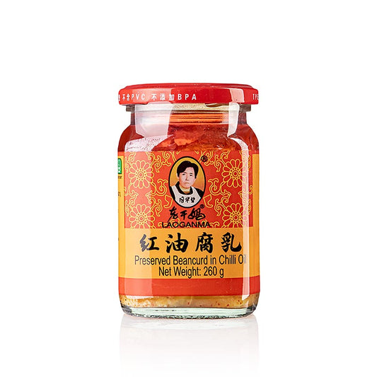 Chili-olie met tahoe - Tofu in chili-olie, Lao Gan Ma, 260 g