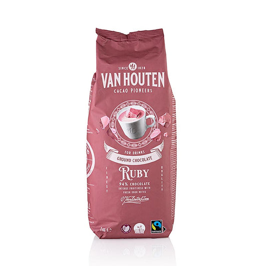 Van Houten gemalen ruby chocolade, drinkchocolademelkpoeder, 1 kg