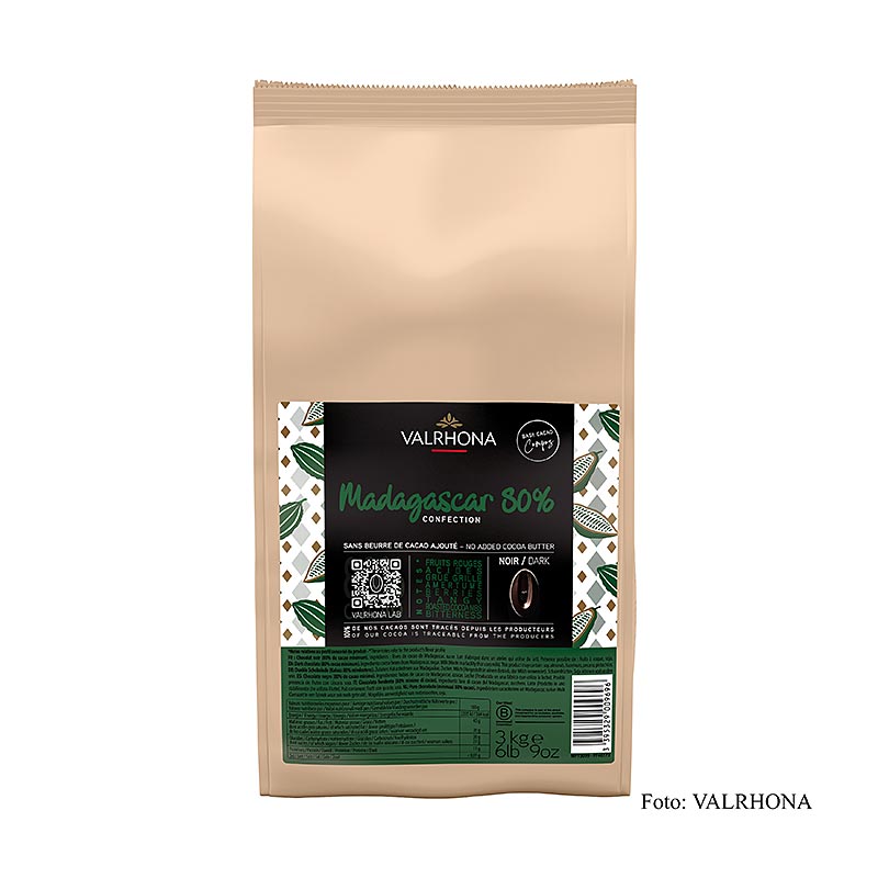 Valrhona Compoz chocolade - cacaobasis Madagaskar 80%, callets, 3 kg