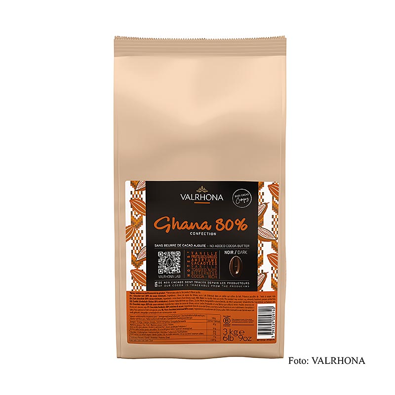 Valrhona Compoz chocolade - cacaobasis Ghana 80%, callets, 3 kg