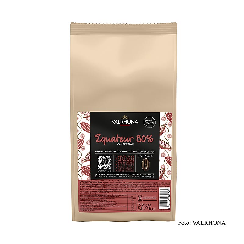 Valrhona Compoz chocolade - cacaobasis Ecuador 80%, callets, 3 kg