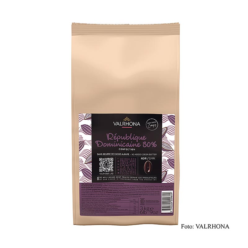 Valrhona Compoz chocolade - cacaobasis Dominicaanse Republiek, 80%, callets, 3 kg