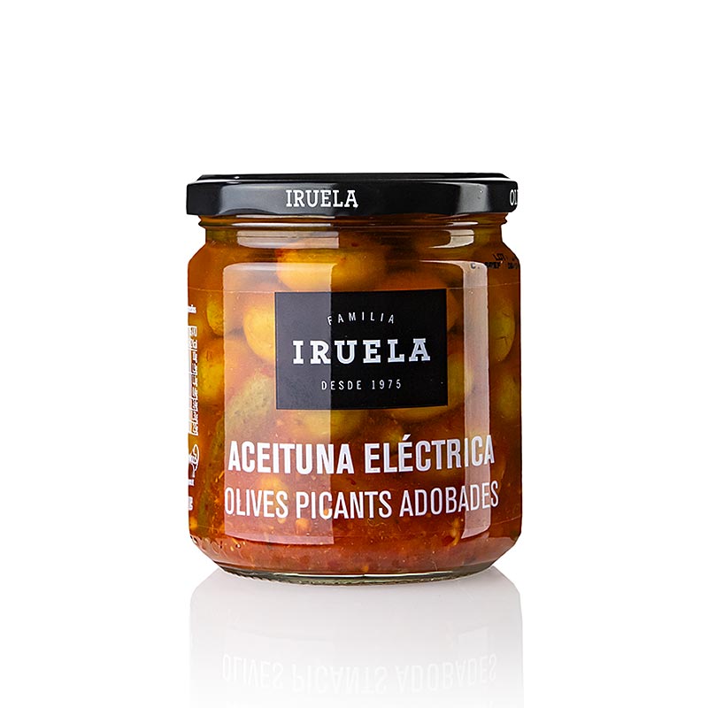 Aceituna Electrica, groene olijven met pit, pikant, Iruela, 365 g