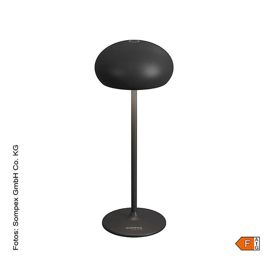 Tafellamp "PEBBLE", met accu, 23x9,2 cm, aluminium, incl. oplaadstation, zwart (78681), 1 stuk
