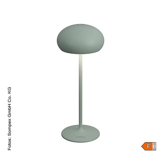 Tafellamp "PEBBLE", met accu, 23x9,2 cm, aluminium, incl. oplaadstation, olijfgroen (78682), 1 stuk