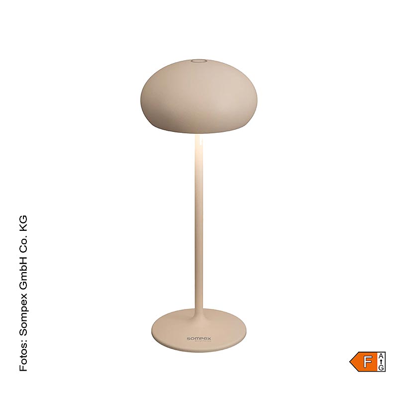 Tafellamp "PEBBLE", met accu, 23x9,2 cm, aluminium, incl. oplaadstation, zandkleurig (78683), 1 stuk