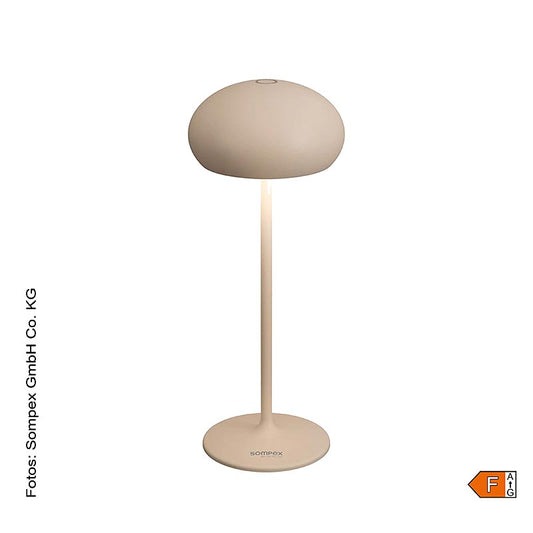 Tafellamp "PEBBLE", met accu, 23x9,2 cm, aluminium, incl. oplaadstation, zandkleurig (78683), 1 stuk