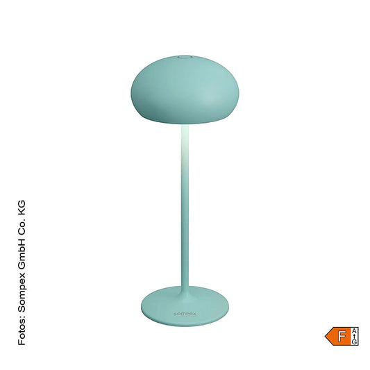 Tafellamp "PEBBLE", met accu, 23x9,2 cm, aluminium, incl. oplaadstation, turquoise (78685), 1 stuk