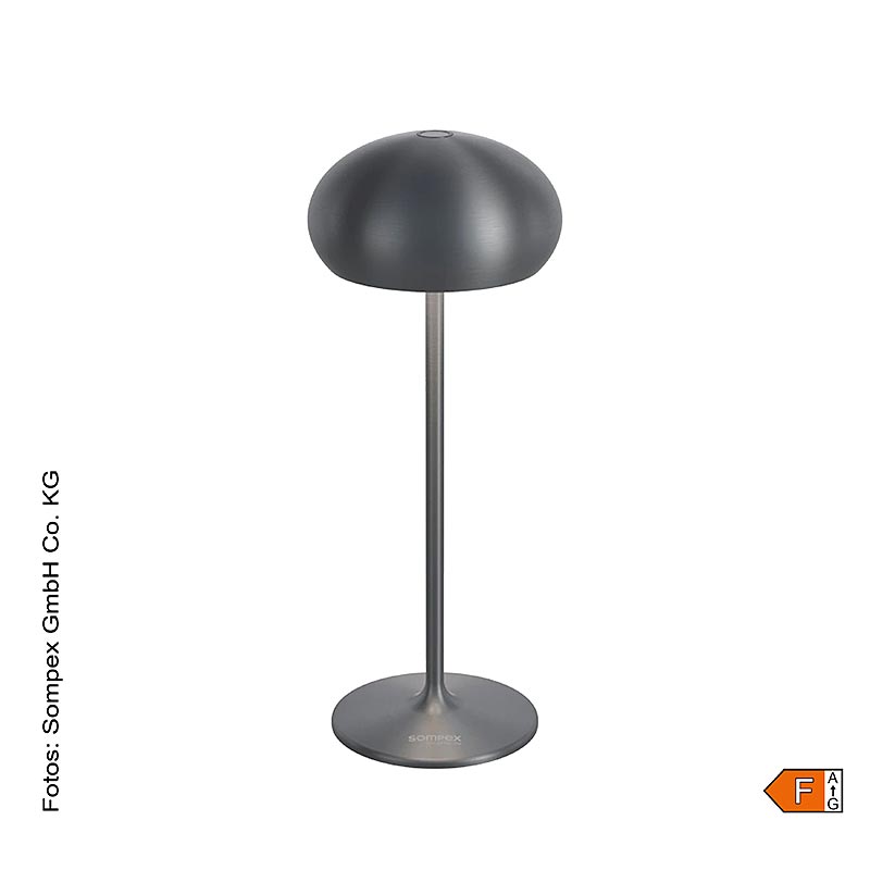 Tafellamp "PEBBLE", met accu, 23x9,2 cm, aluminium, incl. oplaadstation, grafiet (78687), 1 stuk