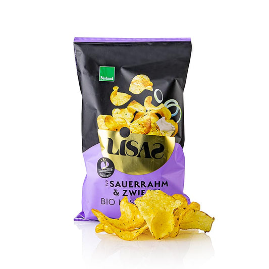 Lisa's Chips - Zure room & lente-ui (aardappelchips), BIO, 115 g