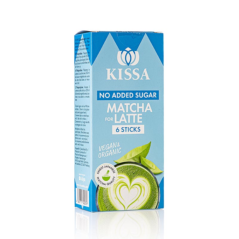 KISSA - Matcha for Latte NO SUGAR ADD., theemixsticks, biologisch, 60 g, 6 x 10 g