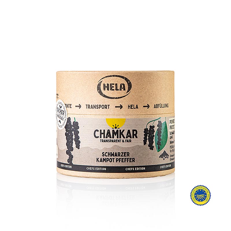 HELA Chamkar - Zwarte Kampot-peper, gedroogd, heel, BGA, 240 g