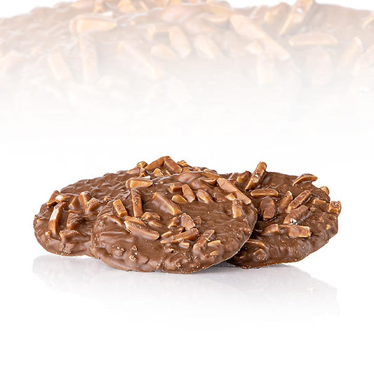Blattert Mühle speltwafels met amandelschilfers in melkchocolade, 150 g