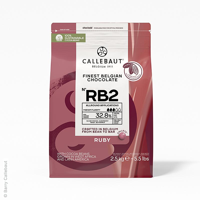 Ruby RB2 - Roze chocolade (32,8%), Callets Couverture, Callebaut, 2,5 kg