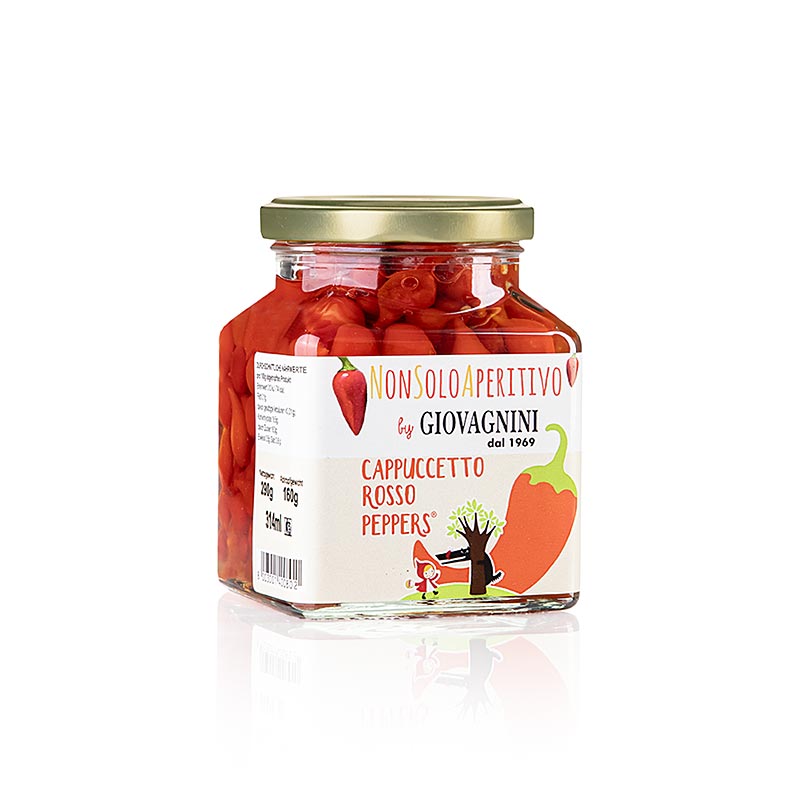 Peperoni druppels "Pepper Rosso", rood, Giovagnini Cappuccetto, 290 g
