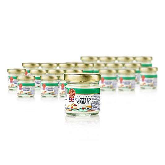 Engelse Clotted Cream (vaste room), 56% vet, portieglas, Devon, 672 g, 24 x 28 g