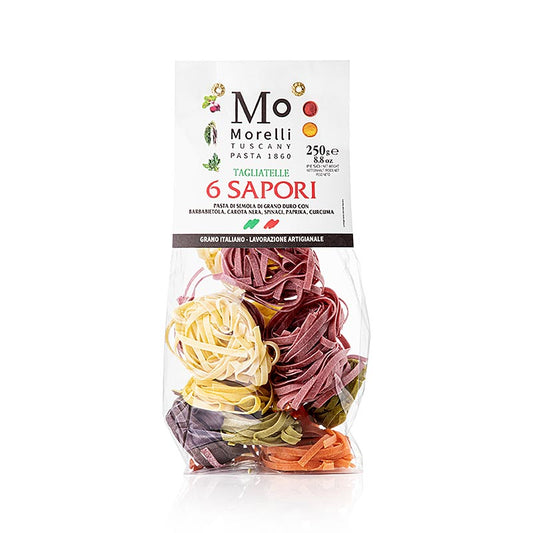Morelli 1860 pasta Tagliatelle 6 Sapori (kleurrijke pasta, 6 soorten), 250 g