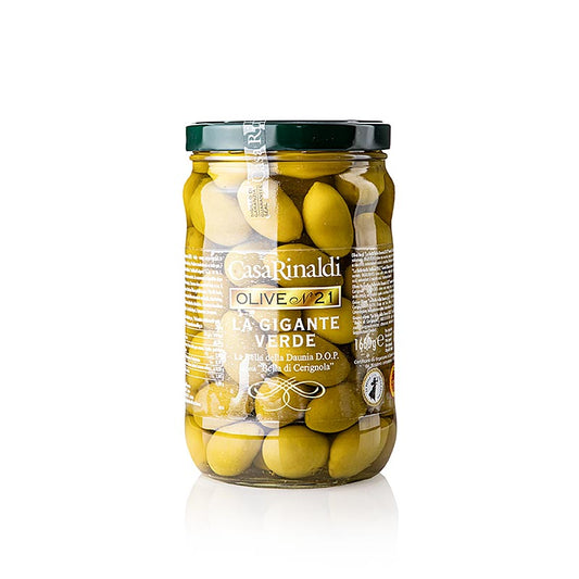 Groene olijven "Bella della Daunia" B.O.B., met pit, Casa Rinaldi, 1,66 kg