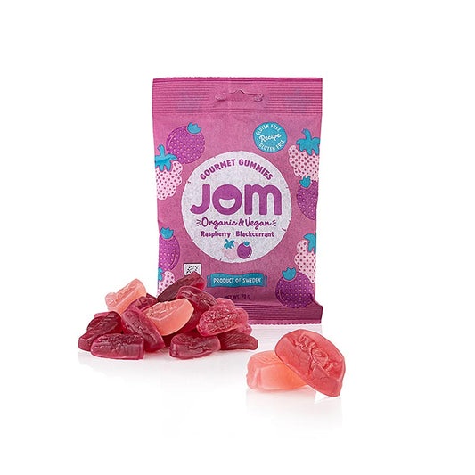 JOM - Raspberry & Black Currant Gummy Candy (fruitgum), veganistisch, BIO, 70 g