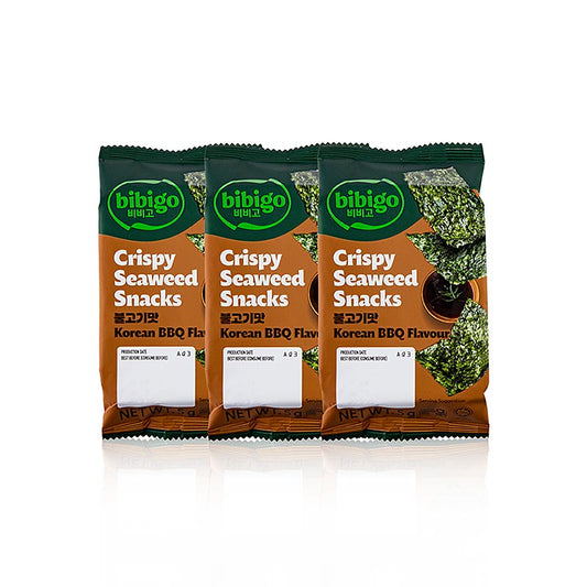 Zeewiersnack Bulgogi (BBQ), knapperige zeewierblaadjes, Bibigo, 15 g