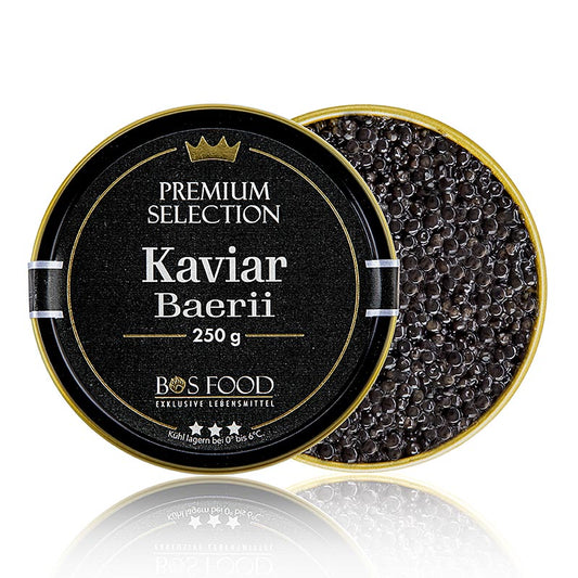 BOS FOOD Premium Selection - Baerii-kaviaar (baerii), aquacultuur, zonder conserveermiddelen, China, 250 g