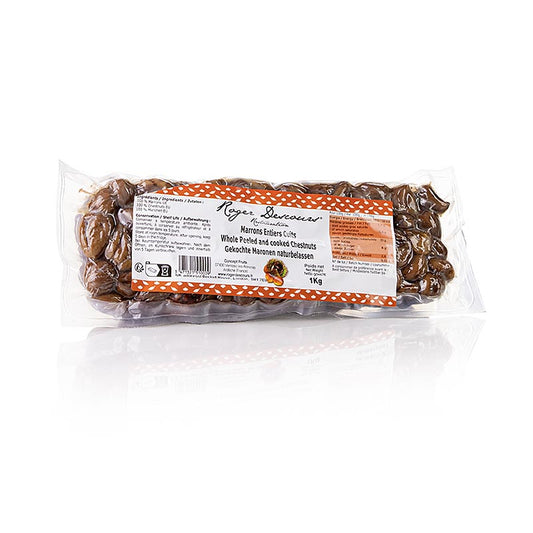 Roger Descours kastanjes, heel, gepeld, gekookt, vacuümverpakt, 1 kg