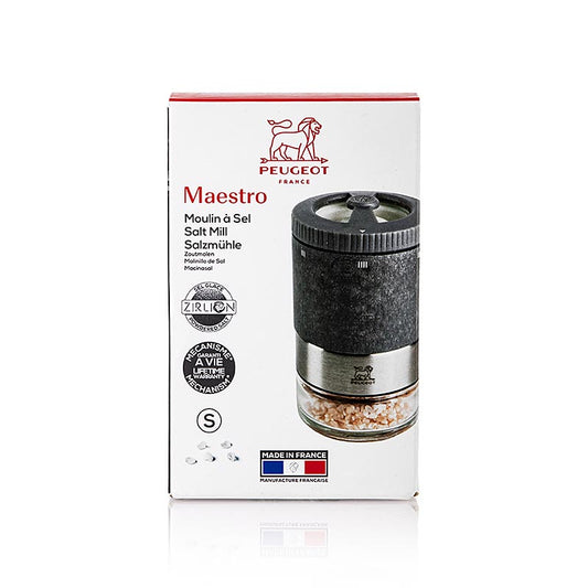 Zoutmolen MAESTRO U´SELECT, licht grafiet, 11 cm, instelbare maalgraad, Peugeot, 1 stuk