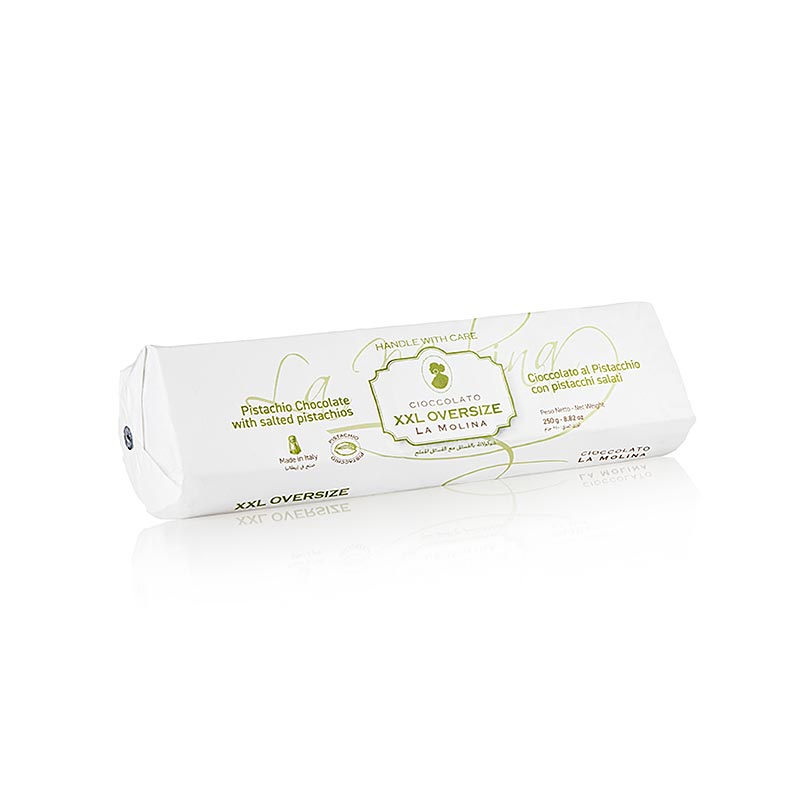 XXL Oversize Gianduja-repen met gezouten pistachenoten, La Molina, 250 g