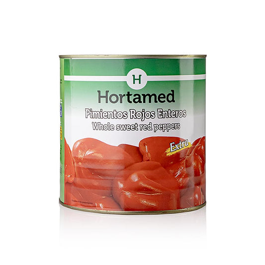 Pimientos, hele, rode, gepelde paprika's, Hortamed, 2,5 kg
