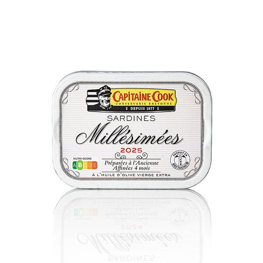 Sardines in olijfolie, oogstjaar 2025, Capitaine Cook, Frankrijk, 115 g