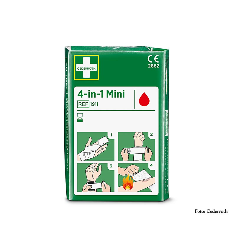 Cederroth - Wondverband 4-in-1 MINI, kompres & drukverband, (1911) (Bloodstopper), 1 stuk