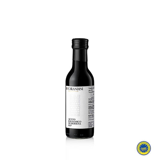 Carandini Aceto Balsamico di Modena IGP, 1 an, Riserva (Reale), 250ml - Une bouteille de 250ml de l'Aceto Balsamico di Modena primé, vieilli pendant 1 an, connu sous le nom de Riserva (Reale).