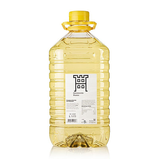 Balsamique Bianco Condimento, 5,4% d'acidité, de Rocca di Vignola, bouteille de 5 litres - un vinaigre délicieux et de grande qualité pour les salades et les vinaigrettes.