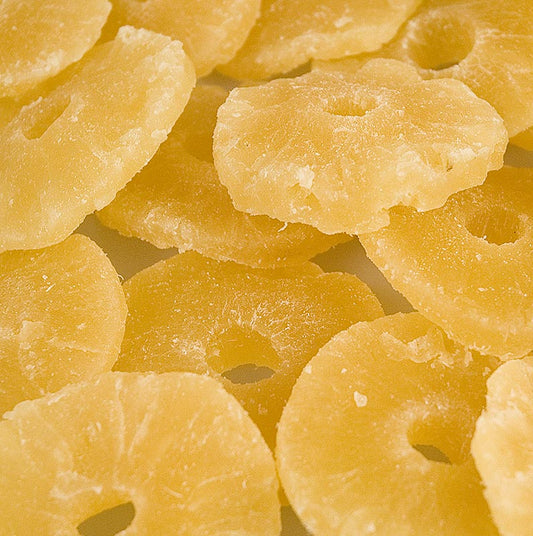 1 kg de rondelles d'ananas séchées, sucrées et soufrées, parfaites pour les snacks