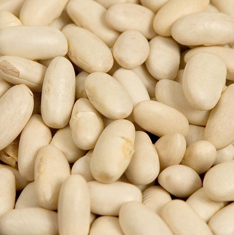 Haricots blancs séchés de longueur moyenne, emballés dans un sac de 1 kg